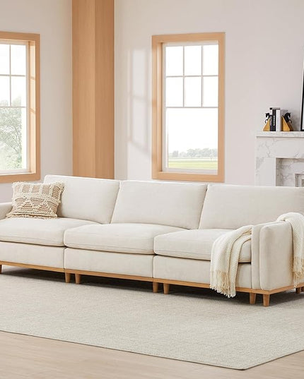 CHITA Super Large Luxury 3 Seat Sectional Modular Sofa, Down Filled Modern Sofa, Deep Seat Comfty Cloud Couch, 118 inch Width, 3 Seat Couch, Solid Wood Leg, Linen