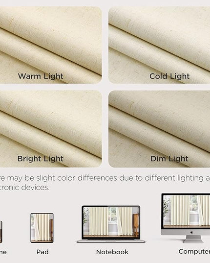 Joydeco Pinch Pleated Linen Curtains Darkening Drapes for Bedroom, 100% Blackout Drapes 96 inches Long 2 Panels Heat Blocking Curtains(Linen,40'' Wx96'' L)