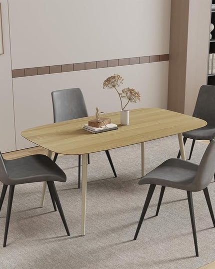 47.2'' Dining Table Set for 4,Modern Wood Dining Table,Leather Dining Chairs 4,Table and Chairs Set of 4,Ideal for Kitchen Dining Room (Cat Scratch Table + 4 Gray Chairs, 47.2")