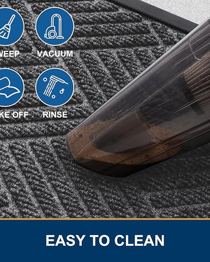 Smiry Front Door Mat Outside Entrance, Heavy Duty Outdoor Indoor Mat, Natural Rubber Doormat, Non Slip, Trap Dirt and Moisture, Easy Clean, Low Profile Patio Porch Entryway Mat, 71x47, Light Grey