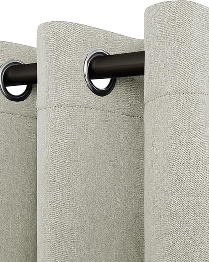 Easy-Going Linen Look Blackout Curtain Grommet Window Curtain Drapes for Bedroom, Living Room Thermal Insulated Room Darkening (2 Panels, 42x63 inch, Beige)
