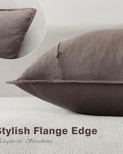 Foindtower Set of 2, Decorative Linen Soild Throw Pillow Covers Soft Accent Euro Cushion Case Farmhouse Neutral Pillowcase for Chair Couch Sofa Bedroom Living Room Home Decor 16 x 16 Inch Light coffee