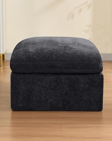 33.5'' Cloud Ottoman for Modular Sofa, Comfy Chenille Upholstered Footrest with Memory Foam, Fully Compressed Packaging, Oversized Ottoman Bench for Living Room or Small Space, Dark