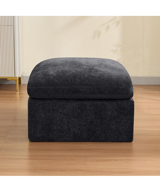 33.5'' Cloud Ottoman for Modular Sofa, Comfy Chenille Upholstered Footrest with Memory Foam, Fully Compressed Packaging, Oversized Ottoman Bench for Living Room or Small Space, Dark