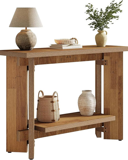 Tribesigns 41 Inches Rustic Sofa Console Table with Storage Shelf, 2-Tier Wooden Small Entryway Table Behind Couch for Living Room, Hallway, Entrance, Foyer