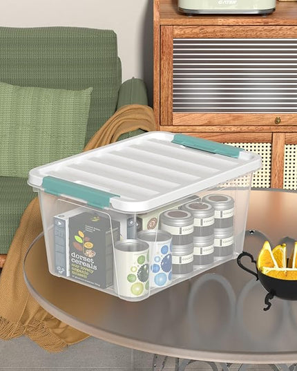 Readsky 4 Packs Clear Storage Latch Boxes, 20 Quart Plastics Storage Bins with Lids, Stackable
