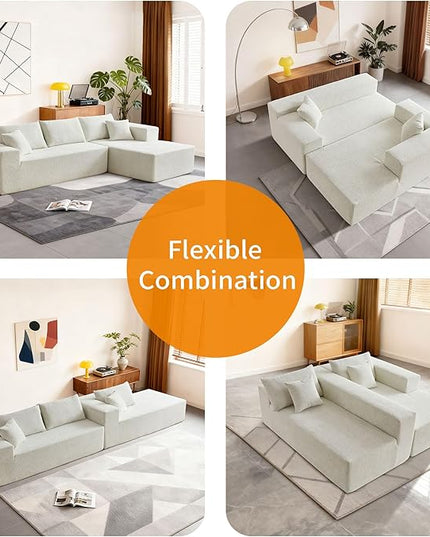 103.54'' Sectional Sofa, Raindrop Velvet Fabric L Shaped Sofa, 4 Seat Modern L Shape Couch with 2 Pillows Left Hand Lounge for Living Room, Office