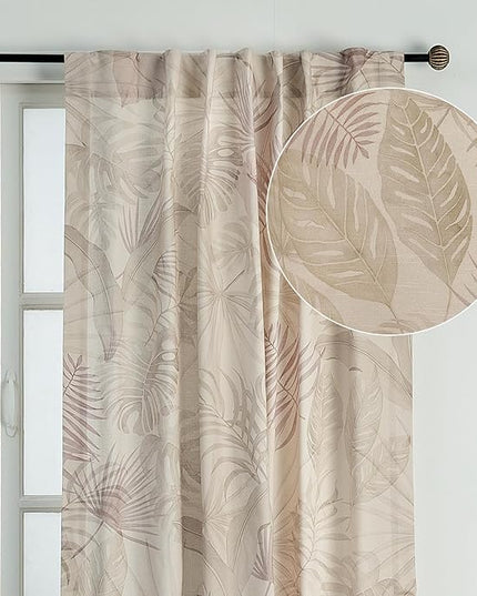 Maison d' Hermine Curtains for Living Room 100% Cotton 124 inch Length One Panel Light Filtering Curtains for Bedroom Windows with Rod and Loop Pockets Drapes (Creole Beige, 50" W x 124" L)
