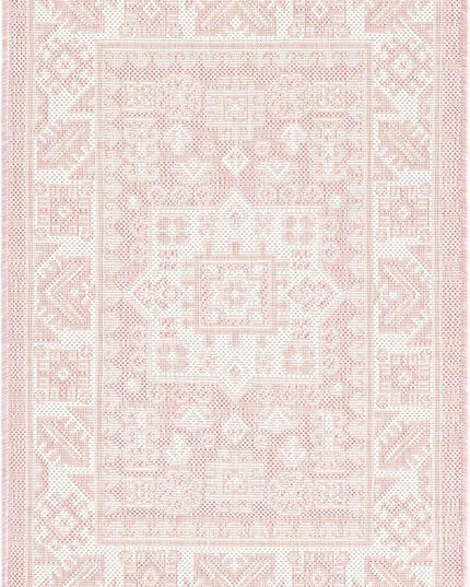 Rugs.com Outdoor Aztec Collection Rug – 2' x 3' Pink Flatweave Rug Perfect for Living Rooms, Large Dining Rooms, Open Floorplans