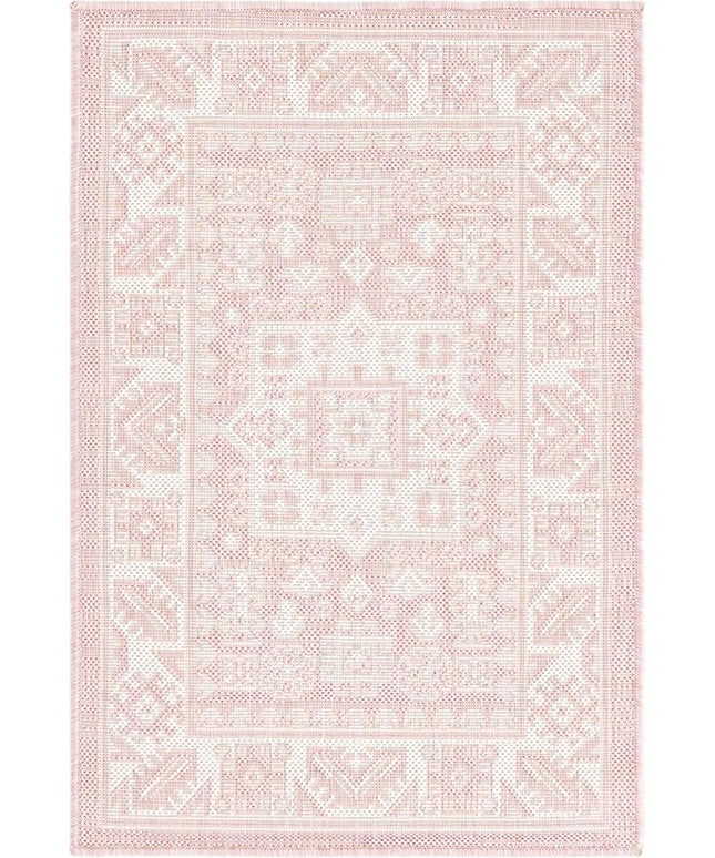 Rugs.com Outdoor Aztec Collection Rug – 2' x 3' Pink Flatweave Rug Perfect for Living Rooms, Large Dining Rooms, Open Floorplans