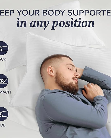 Beckham Hotel Collection Bed Pillows King Size Set of 2 - Down Alternative Pillow for Back, Stomach or Side Sleepers
