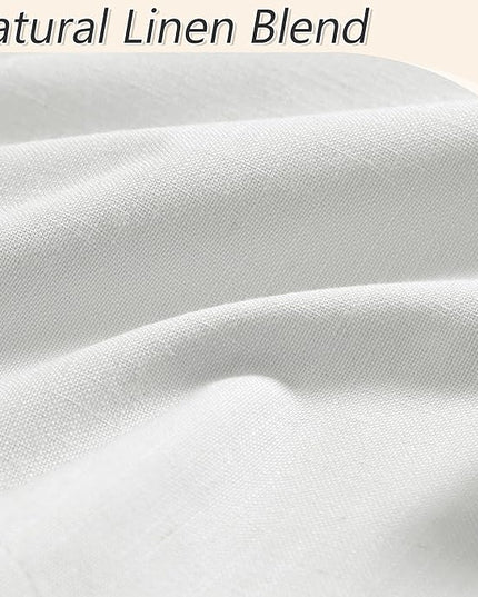 Guken Off White Blackout Curtains 90 Inch Length 2 Panels Set for Living Room Bedroom Back Tab Thermal Insulated 100% Black Out Linen Drapes Room Darkening Window Curtains 90 Inches Long