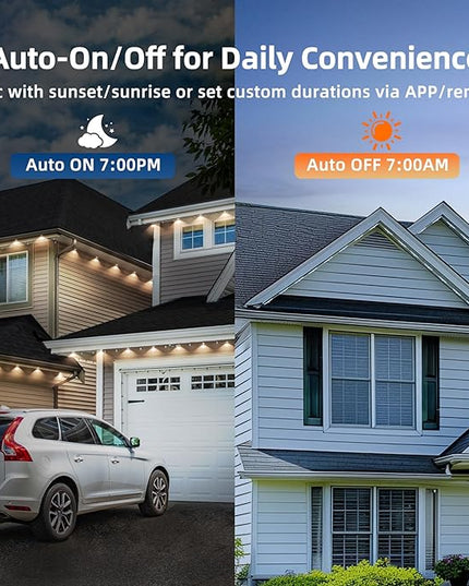 200FT Permanent Outdoor Lights for House,RGB LED Eaves Lights with IP67 Waterprooff, Smart App Remote Control, Music Sync, for Christmas,Daily & Holiday Party Decor