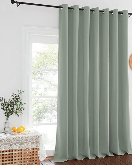 NICETOWN Sage Green Blackout Curtains for Bedroom/Living Room 132 Inch Length - Thermal Insulated Room Darkening Grommet Top Window Curtains (100 by 132 - Inch, 1 Panel)
