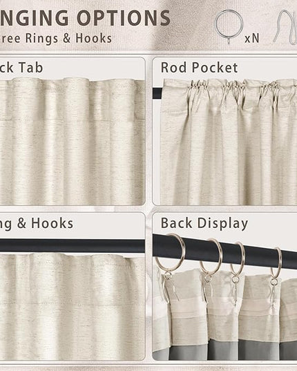 HESTIA Linen Blackout Curtains 72 inches Long 100% Light Blocking Thermal Insulated Drapes Rod Pocket Back Tab Window Curtain for Living Room Bedroom,White,2 Panels (52" W x 72" L)