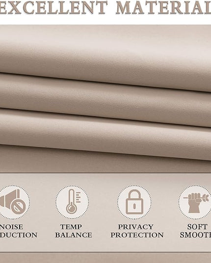 DONREN Warm Taupe Draperies Curtains for Kids Room,Small Window Treatment Thermal Insulated Room Darkening Rod Pocket Top Curtain Panels for Kitchen(Set of 2,42 by 45 Inches Long)