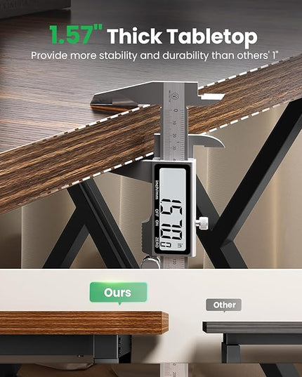 70.8" Large Executive Desk - Computer Office Desk Workstation, Modern Business Writing Table with Sturdy Metal Legs for Home Office (Wood Color, 71 Inch)