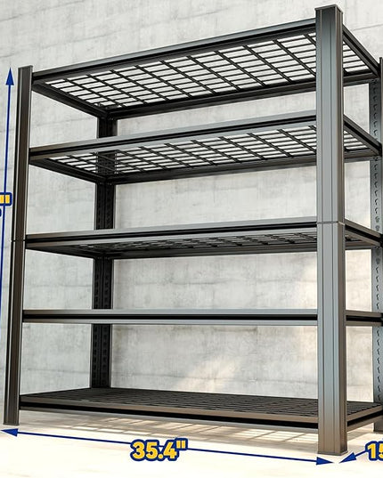 Garage Shelving,Heavy Duty 5-Tier Wire Shelving Unit - 72" H x 35.4" W x 15.7" D, 2500 lbs Load Capacity Storage Shelves,Adjustable Metal Shelves for Garage, Kitchen, and Pantry Storage