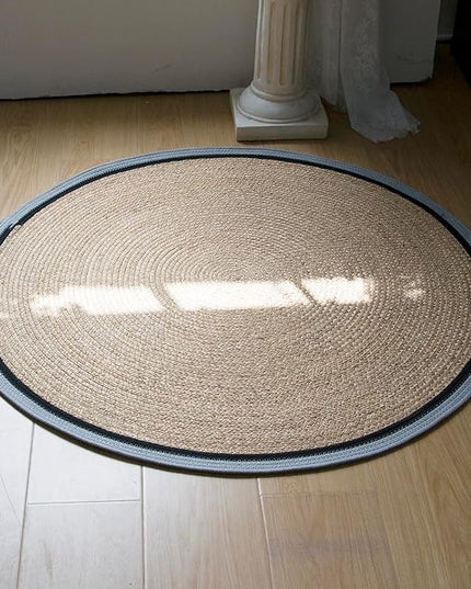 Handwoven Braided Rug, 3 Feet Round Reversible Area Rug, Pet-Friendly Durable Natural Fiber Carpet for Living Room, Dining Room, Bedroom