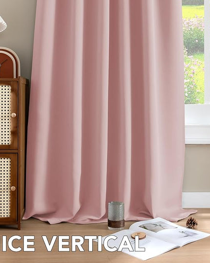 H.VERSAILTEX Blackout Curtains Thermal Insulated Window Treatment Panels Room Darkening Blackout Drapes for Living Room Back Tab/Rod Pocket Bedroom Draperies (2 Panels, Baby Pink, 42 x 54 Inch)