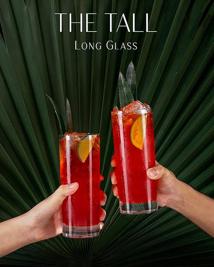 LEMONSODA Premium Highball Glass Set - Elegant Tom Collins 15oz Glasses Set of 6 Tall Drinking Water Glasses - Bar Glassware for Cocktail, Mojito, Whiskey (Set of 6)