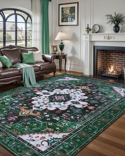 Ciicool Area Rug 5x7ft Washable Rugs for Living Room Non-Slip Indoor Rugs Large Low-Pile Mat Floor Carpet Vintage Rug for Bedroom Dinning Foyer Decor