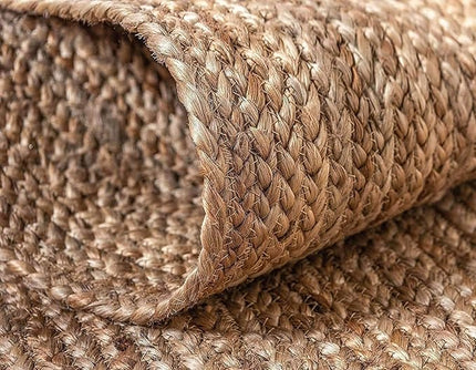 FRELISH DECOR Handwoven Jute Area Rug - 6x9 Feet Natural Yarn - Rustic Vintage Beige Braided Reversible Rectangular Rugs for Bedroom - Kitchen - Living Room - Farmhouse (6' x 9')