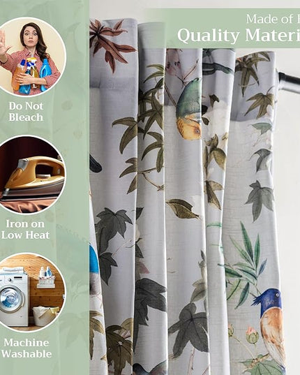 Maison d' Hermine Curtains for Living Room 100% Cotton 84 inch Length One Panel Light Filtering Curtains for Bedroom Windows with Rod and Loop Pockets Drapes (Hokuzai Green, 50" W x 84" L)