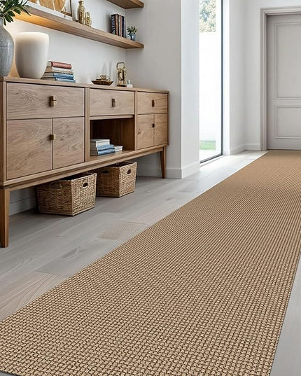 KOZYFLY Extra Long Runners for Hallways 2.6x18 ft Washable Kitchen Runner Non Slip Rubber Backed Hallway Rug Cotton Entryway Runner Rug Floor Carpet for Indoor Hall, Kitchen, Stair, Tan/Orange/Brown