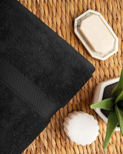 Superior Egyptian Cotton Pile 10 Piece Towel Set, Includes 2 Bath, 4 Hand, 4 Face Towels/Washcloths, Ultra Soft Luxury Towels, Thick Plush Essentials, Guest Bath, Spa, Hotel Bathroom, Black