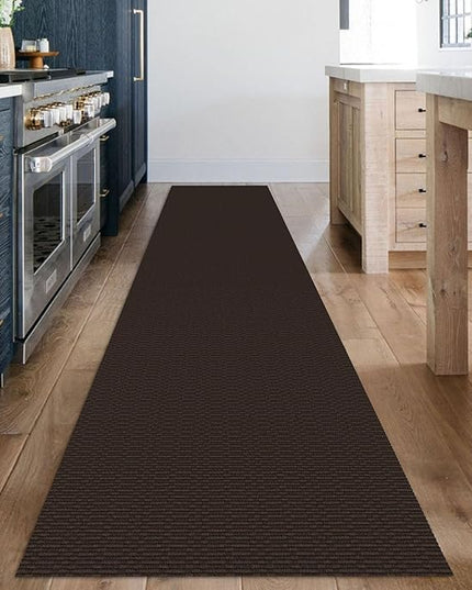 KOZYFLY Washable Runner Rug 2x12 ft Hallway Kitchen Runner Rugs with Rubber Backing Entryway Runner Indoor, Extra Long Carpet Runners for Hall Kitchen Entryway, Dark Coffee/Brown