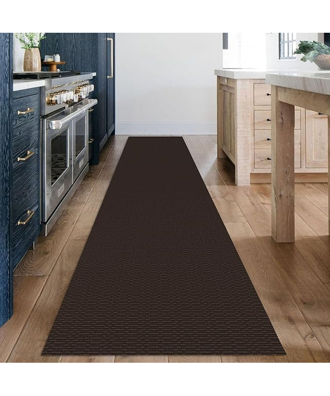 KOZYFLY Washable Runner Rug 2x12 ft Hallway Kitchen Runner Rugs with Rubber Backing Entryway Runner Indoor, Extra Long Carpet Runners for Hall Kitchen Entryway, Dark Coffee/Brown