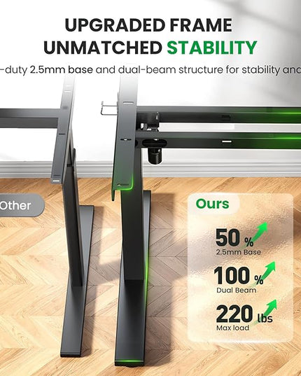 SIAGO Electric Standing Desk Adjustable - 63x30 Inch Sit Stand Desk with 1 Inch Thick Tabletop, Double Beam Frame, 3 Memory Height Adjustment, Cable Management for Home Office