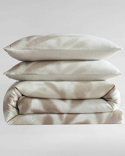 Calvin Klein - King Duvet Cover Set, Soft Cotton Bedding with Matching Shams, Floral Bed Essentials, Oeko-Tex Certified (Shadow Branches Beige, King)