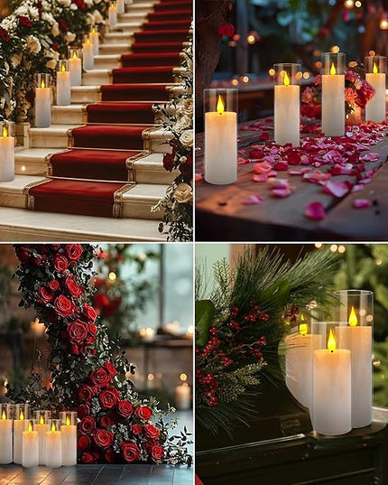 Flameless Candles,Battery Operated LED Candles Ideal for Halloween, Christmas,Home Decor,Home Party Wedding Indoor Outdoor,White 2.2X5“6”6“7”7“H