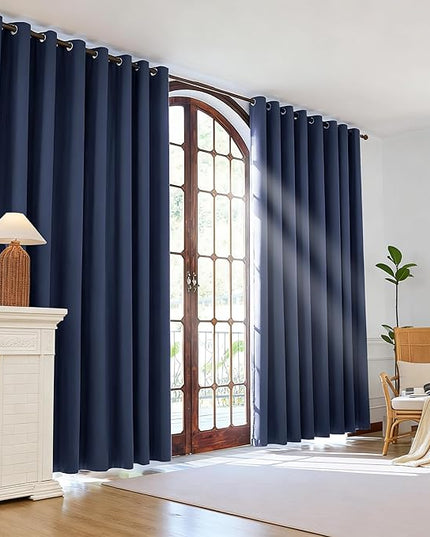 Room Darkening Curtains 84 Inch Length for Bedroom Living Room, Insulated Thermal Grommet Curtain Drapes, Blackout(60-90%,Not 100%) Window Treatment Decor, 2 Panels, 35x84, Navy Blue