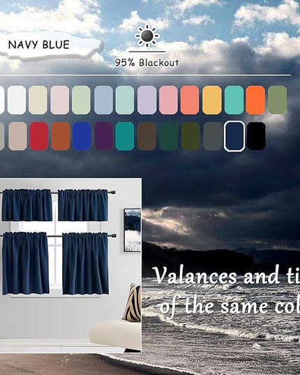 DONREN Blue Curtains 96 Inch Length Thermal Insulated Room Darkening Blackout Curtains for Bedroom,Set of 2 Panels