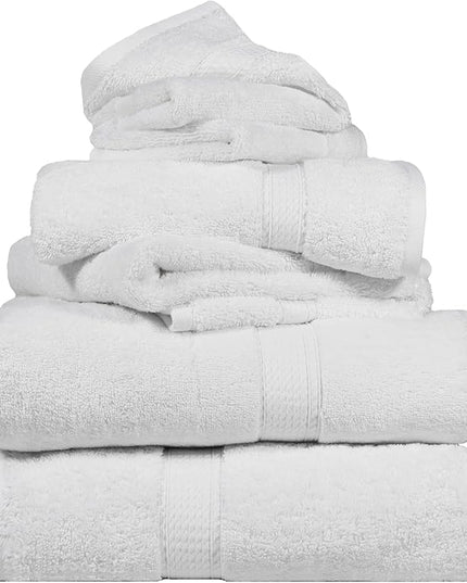 Superior Egyptian Cotton Pile 6 Piece Towel Set, Includes 2 Bath, 2 Hand, 2 Face Towels/Washcloths, Ultra Soft Luxury Towels, Thick Plush Essentials, Guest Bath, Spa, Hotel Bathroom, White