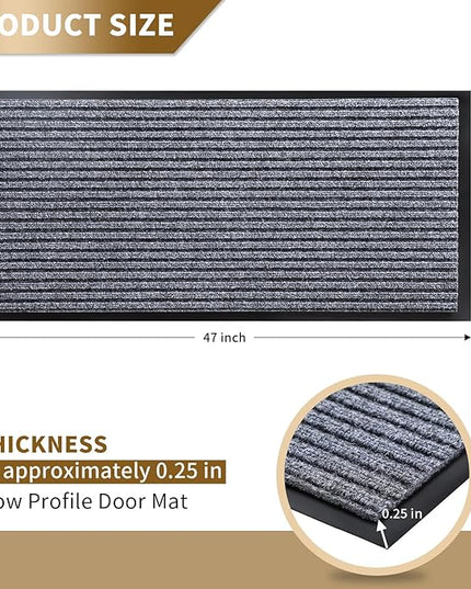 Yimobra Front Door Mat Outdoor Indoor Entrance, 100% Waterproof All-Season All Weather Doormat, Welcome Matt Outside Entry, Non Slip, Low Profile, Heavy Duty Patio Porch Floor Mats,47 x 24,Gray White