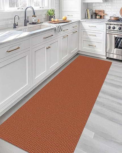 KOZYFLY Runners for Hallways 2x7 ft Washable Kitchen Runner Non Slip Rubber Backed Hall Runners Cotton Entryway Runner Rugs Floor Carpet for Indoor Backdoor Bedroom Kitchen, Orange/Tan