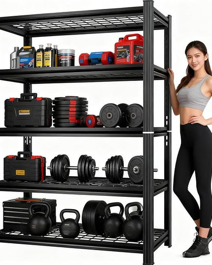 72''H Wire Shelving Unit, 3020 Lbs Heavy-Duty Garage Storage Shelves, 5-Tier Adjustable Reinforced Shelves for Laundry Rooms, Basements, Kitchens&Outdoor (36''W*16''D*72''H, 5-TIER-wire shelving)