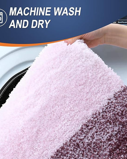 OLANLY Bathroom Rug Set 2 Piece, Soft Absorbent Microfiber Bath Mats and U-Shaped Contour Toilet Rug, Non-Slip, Machine Wash Dry, Plush Shaggy Bath Mats for Bathroom (24"x16"+24"x20", Mauve)