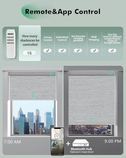Yoolax Motorized Blinds with Remote, Blackout Remote Shades for Windows, Automatic Roller Shades Cordless Electric Blinds for Bedroom Living Room Office, Custom Size (Jacquard Gray)