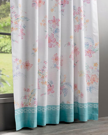 Maison d' Hermine Curtains for Living Room 100% Cotton 124 inch Length One Panel Light Filtering Curtains for Bedroom Windows with Rod and Loop Pockets Drapes (Paradise Island, 50" W x 124" L)