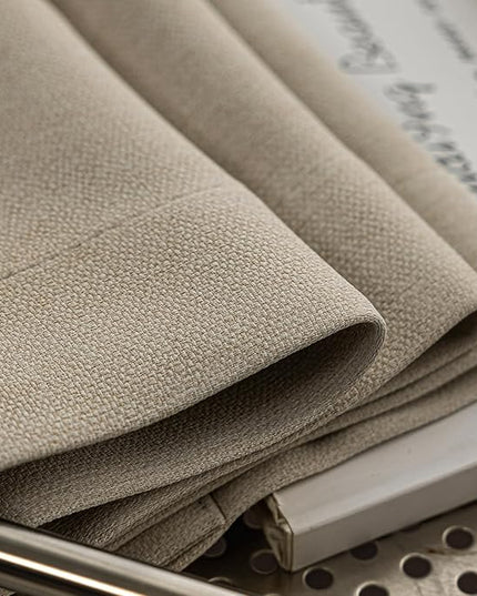 Blackout Curtains for Bedroom 90 inch Length 2 Panels Set, Farmhouse Linen-Look Textured Full Light Blocking Room Darkening Thermal Insulated Drapes for Living Room (W52xL90, Natural)