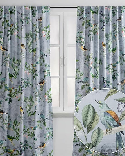 Maison d' Hermine Curtains for Living Room 100% Cotton 96 inch Length Two Panels Light Filtering Curtains for Bedroom Windows with Rod and Loop Pockets Drapes (Solstice Fair Blue, 50" W x 96" L)