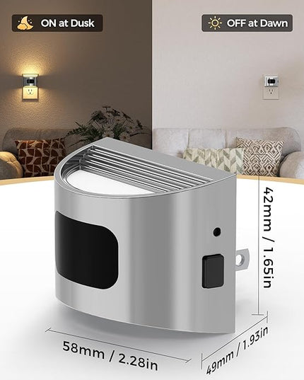 DORESshop LED Night Light[2 Pack], Silver Night Lights Plug into Wall, 3 Mode Plug in Night Light with Motion Sensor, Dusk to Dawn Sensor, Nightlights for Adults, Bedroom, Bathroom, Hallway