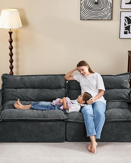 Hobestluk 104" Sectional Sofa Couches 3 Seater Modular Sofa, Boneless Couch, Cloud Couch with Removable Cushion, Modular Sectional Couches for Living Room(Darkgrey)