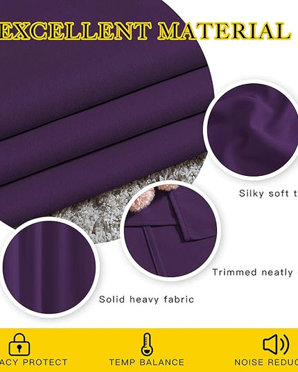 NICETOWN Royal Purple Room Darkening 102 inch Curtains, Grommet Thermal Curtains Weighted Window Treatments for Living Room/Farmhouse, W46 x L102, 2 Panels