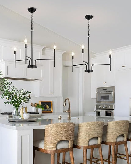 Black Chandelier 3 Light Modern Farmhouse Chandeliers for Dining Room Light Fixture, 30" Round Candle Chandeliers for High Ceilings Living Room Foyer Entryway